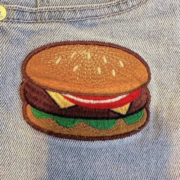 NWOT Mossimo High Rise Blue Jean Cutoff Shorts Embroidered Patches Size 4/27 - Picture 4 of 8